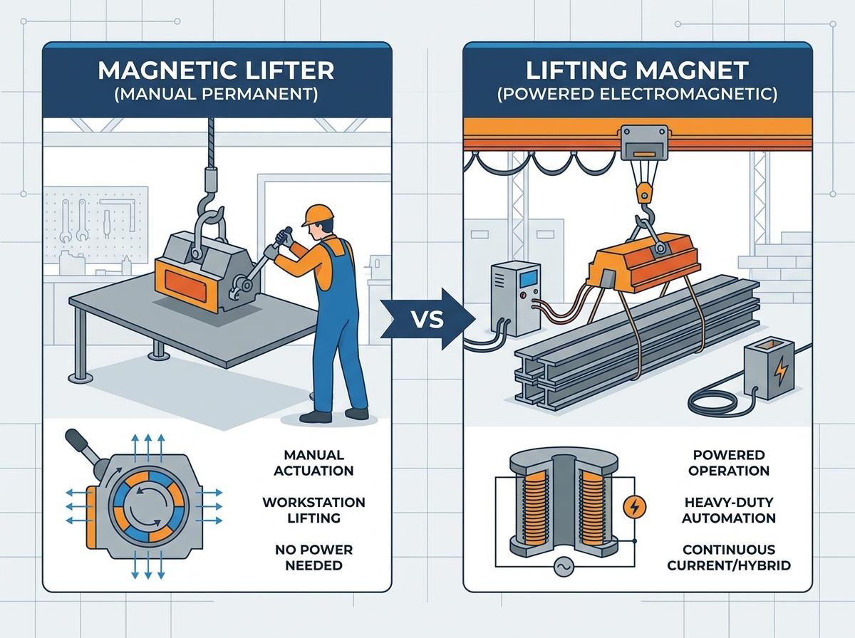 Levantador magn&eacute;tico para manuseio de material de a&ccedil;o